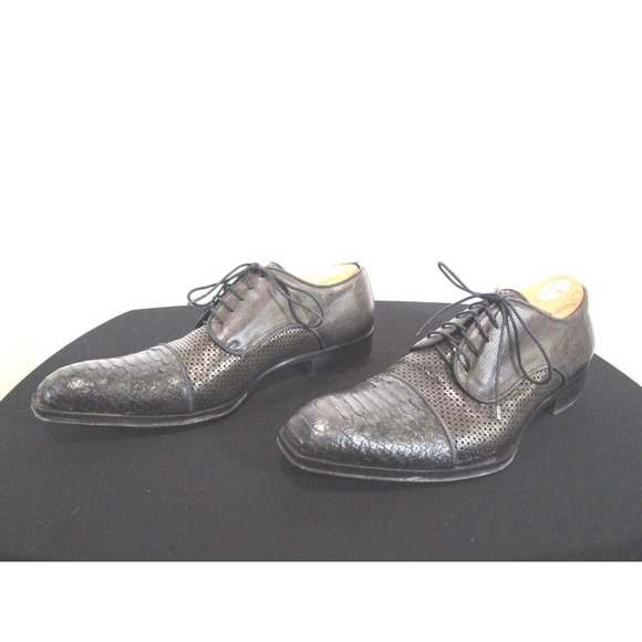 EUC! Jo Ghost Italy Dark Gray Lace Up Python Cap Toe Oxford Shoes Men 43EU/10US - Picture 3 of 11